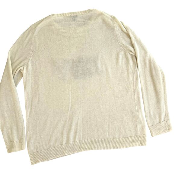 Talbots Women’s 2X “JOY” Holiday Sweater Ivory Wool Alpaca Blend Metallic Trim - Picture 4 of 9